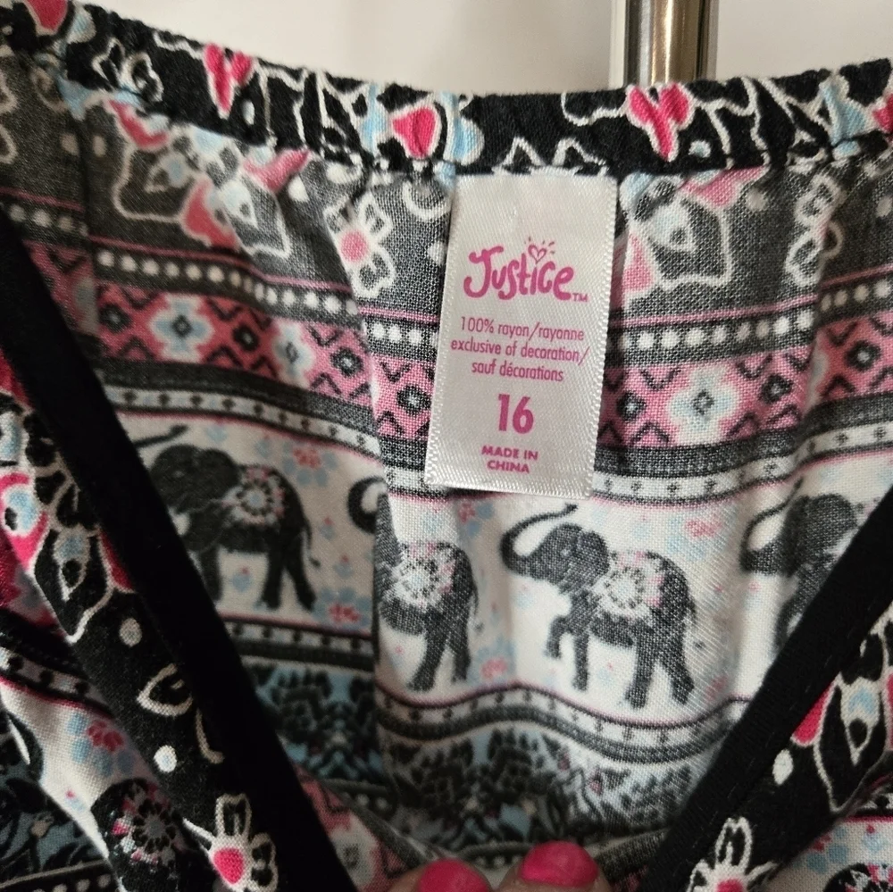 Justice Girls Elephant Print Romper Size 16 – Boho Summer Outfit